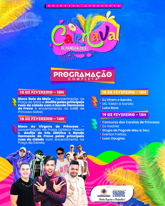 Programação_Carnaval 2023_Prefeitura de Princesa Isabel